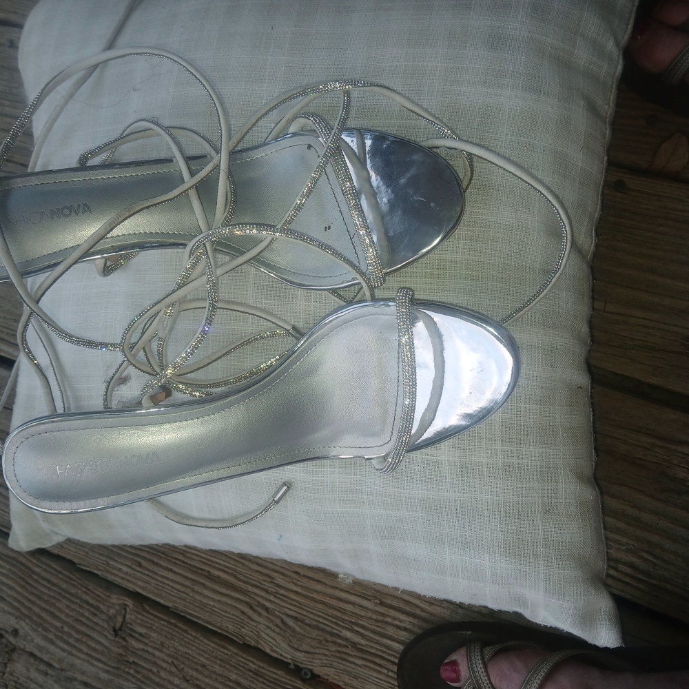 Silver Strappy Heels